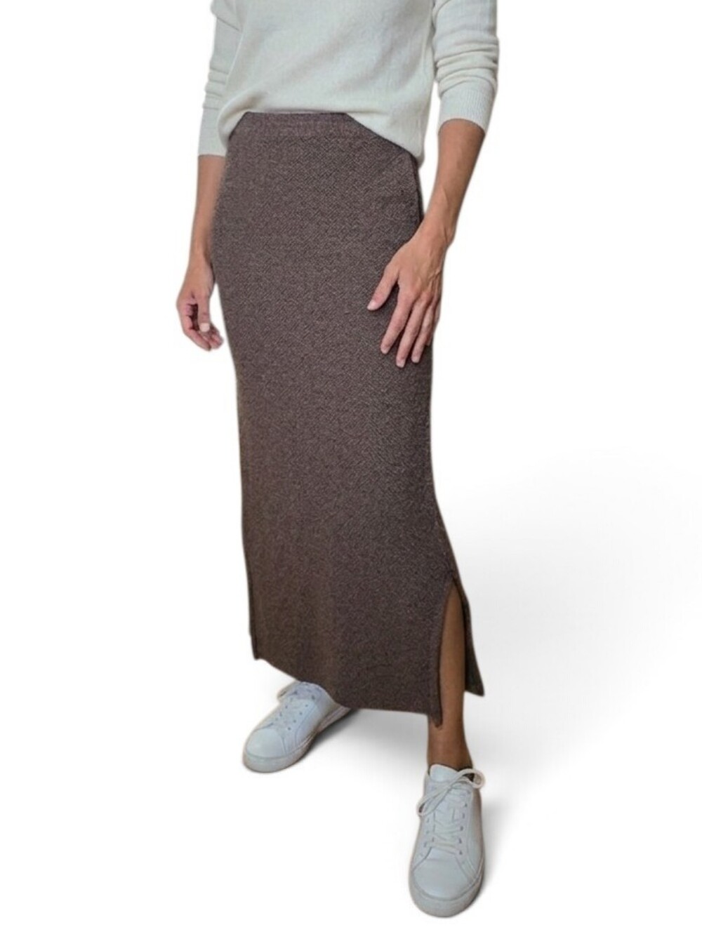 Vintage Deirdre McGuire Linen Cotton Blend Knit Maxi Skirt Size Medium